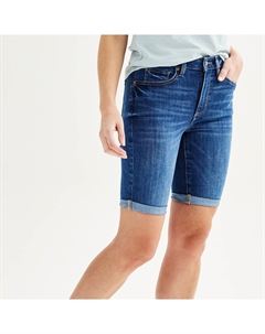 Джинсовые шорты-бермуды Petite с подвернутыми манжетами, цвет Medium Wash Sonoma goods for life