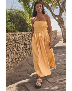 Летнее платье бандо миди из 100% хлопка, желтый Next