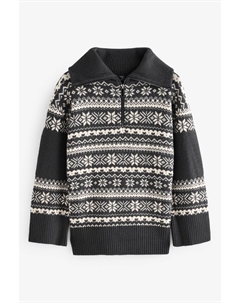 Соответствующий семейный женский рождественский джемпер с узором «Фэрайл», черный Next