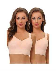 2 упаковки женских бюстгальтеров без косточек с широкими бретелями и длинным подолом, розовый Allegra k