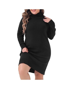 Свитера больших размеров для женщин, водолазка с длинным рукавом, пуловер, теплые длинные свитера, топы, черный Agnes orinda