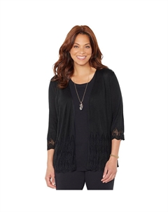 Женский кардиган с узором "пуантелле" и узором "Пойнтелл" размера плюс,, черный Catherine's