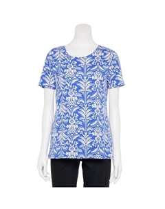 Футболка с круглым вырезом Petite Essential, цвет Blue White Palm Croft & barrow