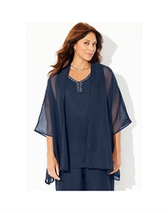 Женский комплект Ritzy из кардигана и майки размера плюс, темно-синий Catherine's