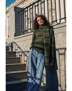 Вязаный джемпер с круглым вырезом и полосками в стиле Фэйр Айл с добавлением шерсти, зеленый Next