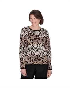 Свитер с струящимся геометрическим принтом Petite, цвет Tan Alfred dunner