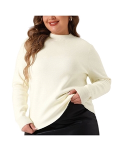 Свитера больших размеров для женщин, базовые повседневные вязаные пуловеры с круглым вырезом и длинными рукавами, топы, бежевый Agnes orinda