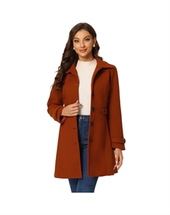 Женский классический однобортный зимний длинный плащ с карманами, цвет Brick Red Allegra k