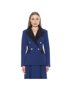 Женский классический двубортный пиджак из твила Farrah, темно-синий Alexia admor