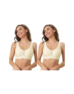 2 упаковки женских спортивных бюстгальтеров без косточек, легкие дышащие бюстгальтеры для тренировок, йоги и упражнений, кремовый Allegra k