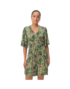 Женский комбинезон больших размеров с развевающимися рукавами, цвет Green Multi Fern Ellos