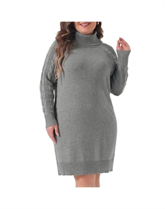 Свитера больших размеров для женщин, водолазка с длинным рукавом, пуловер, теплые длинные свитера, топы, серый Agnes orinda