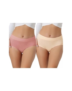 2 упаковки женского дышащего нижнего белья, хлопковые удобные эластичные 3-слойные трусики с высокой талией, цвет Dark Pink Beige Allegra k