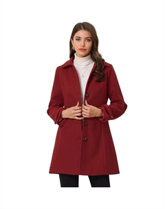 Женский классический однобортный зимний длинный плащ с карманами, красный Allegra k