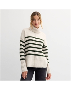 Свитер-туника с высоким воротником Petite, цвет Juniper Heather Stripe Sonoma goods for life