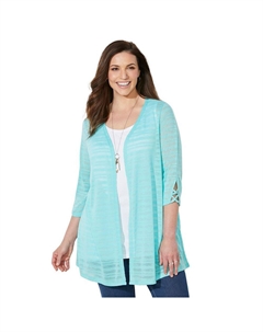 Женский кардиган в полоску с тенями для миниатюрных размеров Екатерины больших размеров, цвет Aqua Catherine's