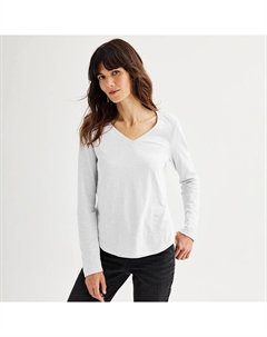 Petite Футболка на каждый день с длинными рукавами и v-образным вырезом, цвет Vital White Sonoma goods for life