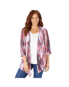 Женский кардиган гармонирующей вязки с узором "в елочку" больших размеров, цвет Multi Abstract Catherine's