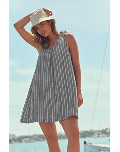 Летнее мини платье из льняной смеси с V образным вырезом, черный Next