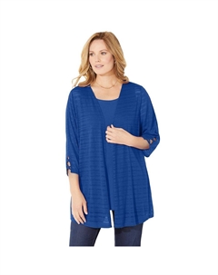 Женский кардиган в темную полоску, большие размеры,, цвет Dark Sapphire Catherine's