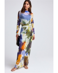 Платье макси с рукавами «летучая мышь» из сетки, синий Next