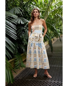 100% хлопок, летнее платье бандо миди со сборками, белый Next