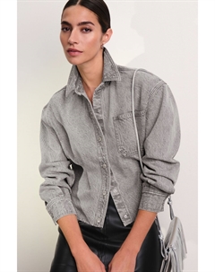 Рубашка из 100% хлопкового денима с необработанным краем, серый Next