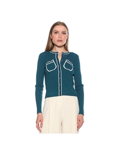 Женский кардиган на пуговицах в рубчик Clover, цвет Teal Alexia admor