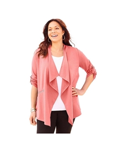 Женский кардиган с драпировкой и драпировкой из махровой вязки "облачная" вязки "" больших размеров, цвет Sweet Coral Catherine's