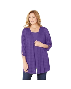 Женский кардиган в полоску с тенями для женщин больших размеров, цвет Dark Violet Catherine's