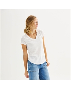 Petite Повседневная футболка с короткими рукавами и V-образным вырезом, цвет Vital White Sonoma goods for life