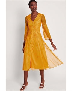 Чайное платье с вышивкой Alba, желтый Monsoon