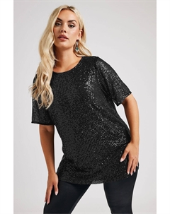 Топ качели с пайетками London, черный Yours curve