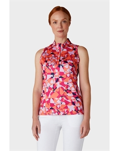 Рубашка поло без рукавов с геометрическим цветочным принтом, розовый Callaway apparel