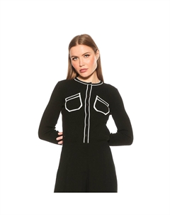 Женский кардиган на пуговицах в рубчик Clover, черный Alexia admor