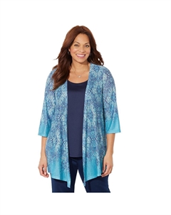 Женский кардиган гармонирующей вязки с узором "в елочку" больших размеров, цвет Waterfall Tapestry Catherine's