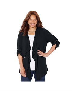 Женский кардиган с драпировкой и драпировкой из махровой вязки "облачная" вязки "" больших размеров, черный Catherine's