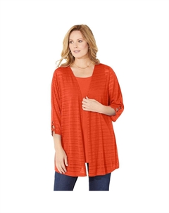 Женский кардиган в темную полоску, большие размеры,, цвет Cayenne Catherine's