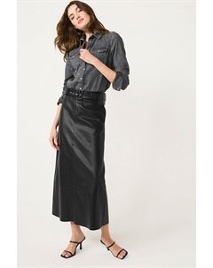 Юбка миди из искусственной кожи с поясом, черный Next