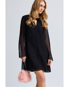 Мини платье с длинными рукавами и бантом на шее, черный Next
