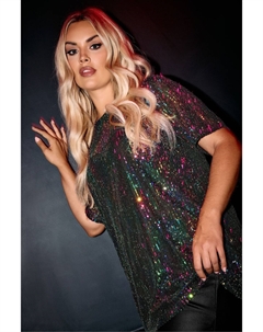 Топ качели с пайетками London, черный Yours curve