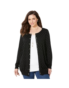 Женский кардиган больших размеров The Timeless кардиган, цвет Black And White Dot Catherine's