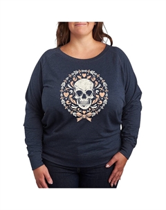 Легкий свитшот из френч-терри больших размеров с черепом и кокеткой, цвет Heather Blue Licensed character