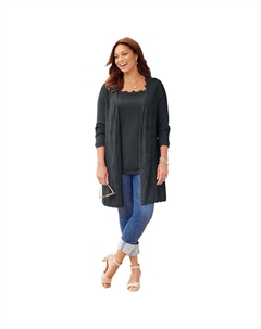 Женский кардиган размера "пуантелле" больших размеров, черный Catherine's