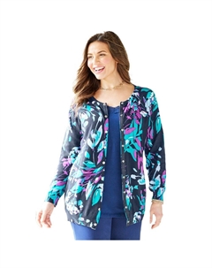 Женский кардиган больших размеров The Timeless кардиган, цвет Navy Watercolor Floral Catherine's