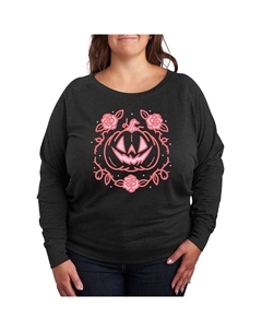 Легкий свитшот из френч терри размера плюс с тыквой и розой, цвет Heather Charcoal Licensed character