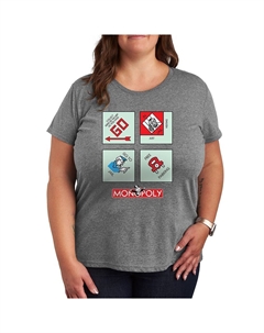 Футболка с квадратными углами Plus Monopoly Monopoly с графическим рисунком, цвет Heather Gray Hasbro