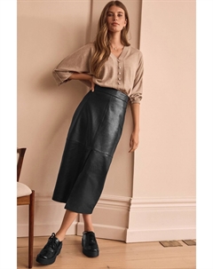 Юбка миди из натуральной кожи премиум класса, черный Next