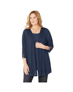 Женский кардиган в темную полоску, большие размеры,, темно-синий Catherine's