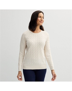 Petite Очень мягкий свитер с круглым вырезом и косами, цвет Ivory Croft & barrow